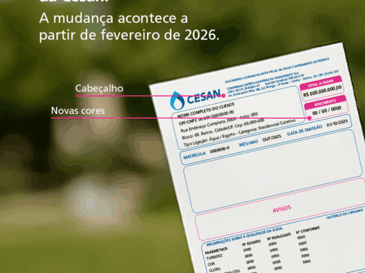 Conta da Cesan ganha novo visual a partir de fevereiro