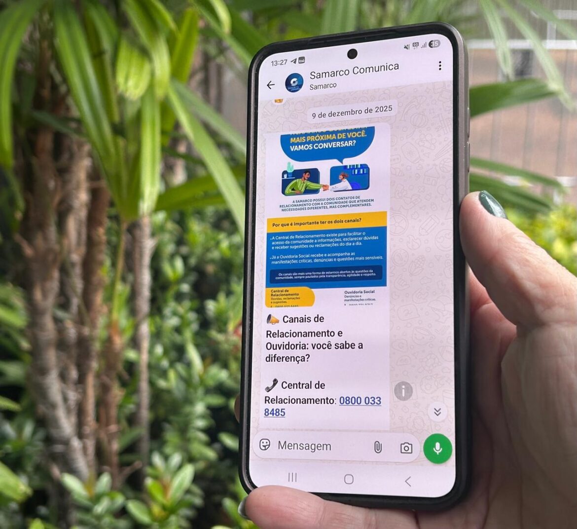 WhatsApp oficial da Samarco fortalece comunicação com cidadãos sobre atuação nas comunidades