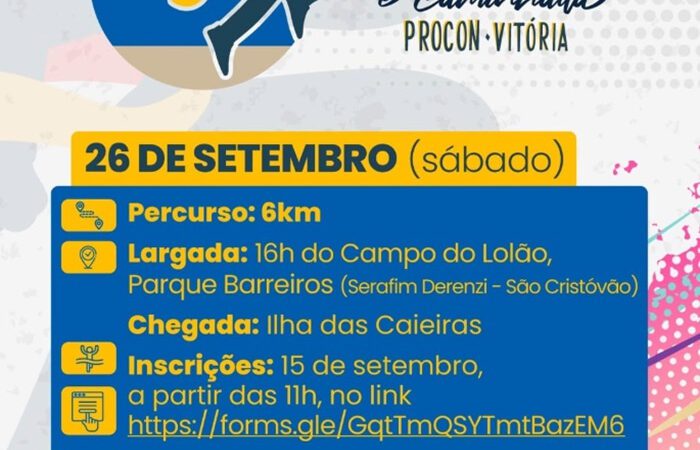 Entrega do kit da 7ª Corrida Procon Vitória acontece nesta quinta-feira (24)