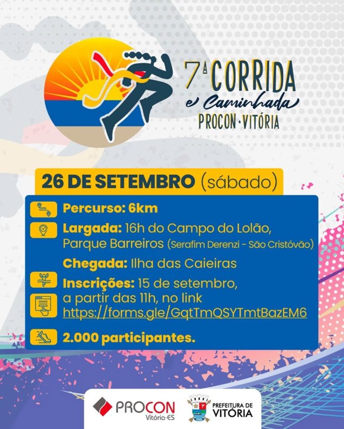 Entrega do kit da 7ª Corrida Procon Vitória acontece nesta quinta-feira (24)