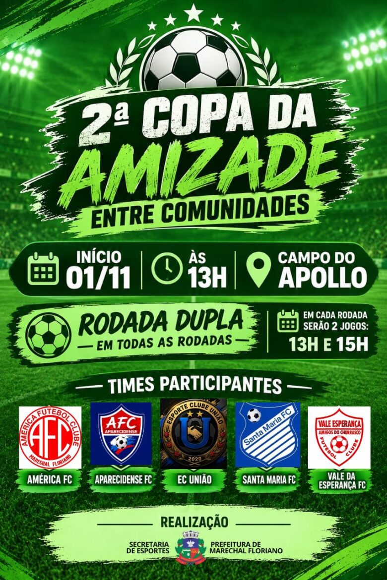 2ª Copa da Amizade entre Comunidades movimenta o futebol de Marechal Floriano a partir de novembro