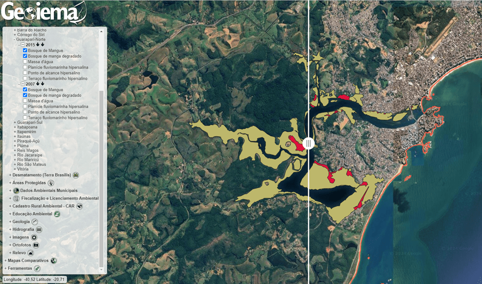 GEOIEMA: plataforma traz atualizações com dados sobre manguezais no Espírito Santo e novas ferramentas