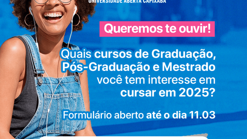 Envie sua participação no levantamento de demanda para cursos da Universidade Aberta Capixaba